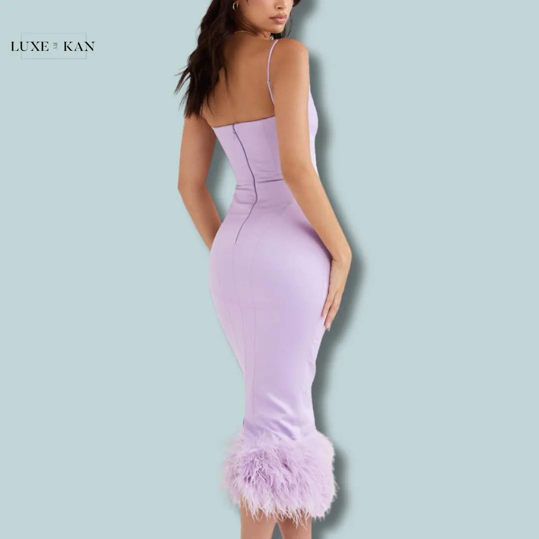 House of CB HELENA 
ORCHID SATIN MIDI DRESS