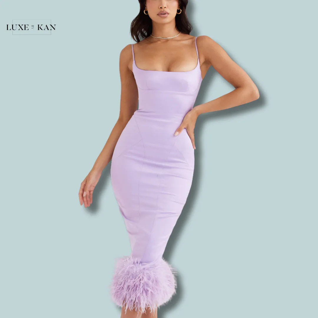 House of CB HELENA 
ORCHID SATIN MIDI DRESS