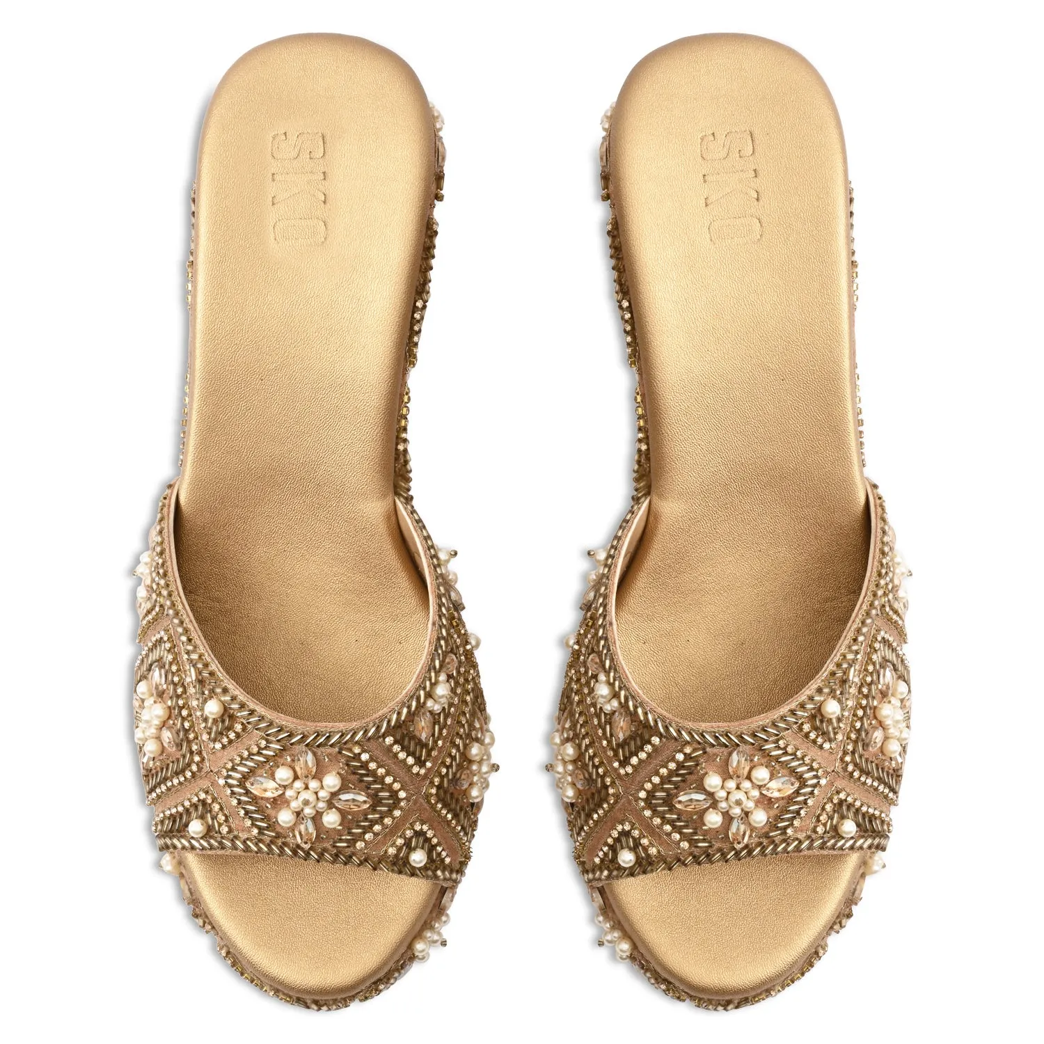 Jashn Gold Wedges for Women