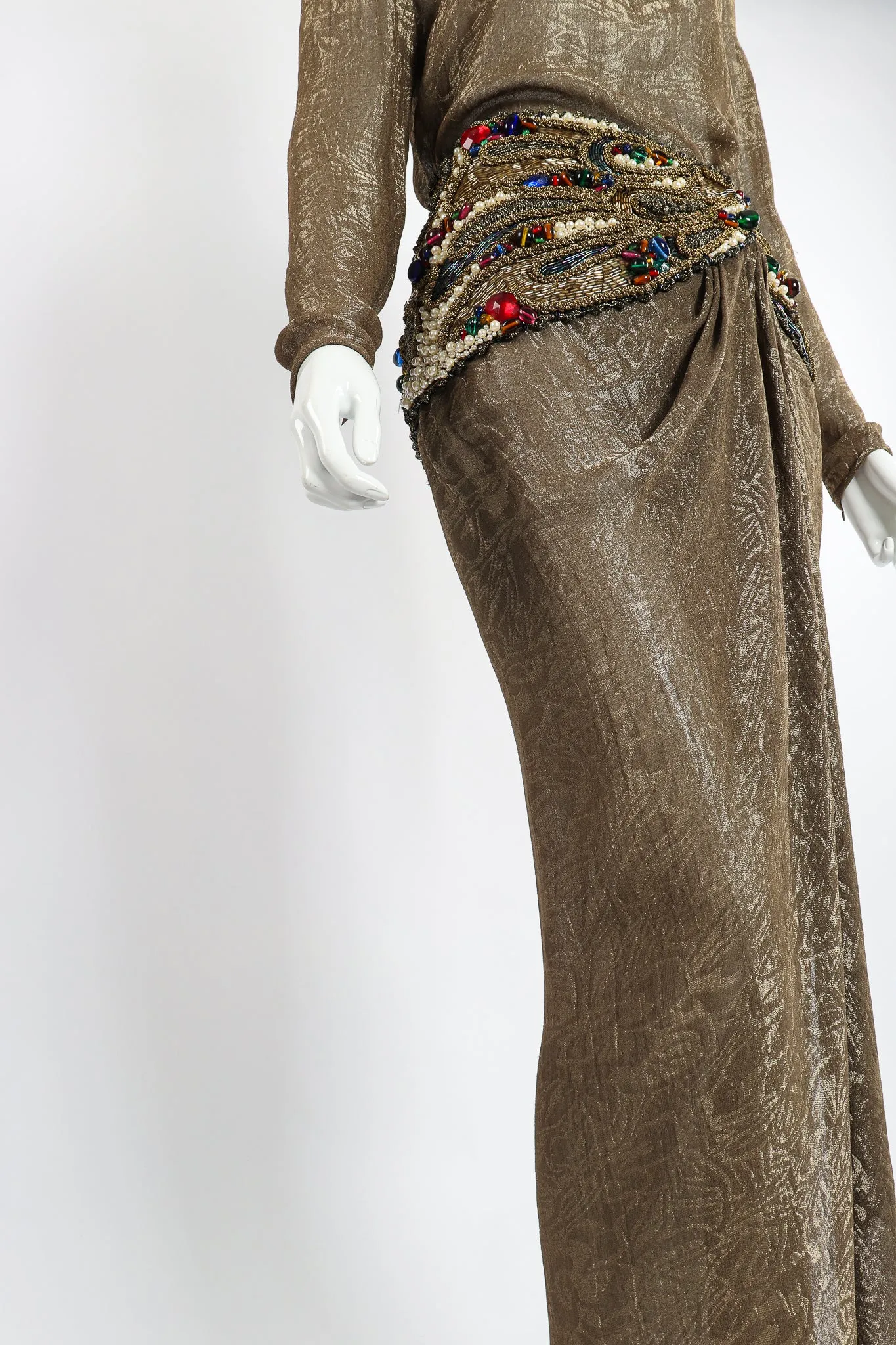 Jeweled Lamé Wrap Skirt Set