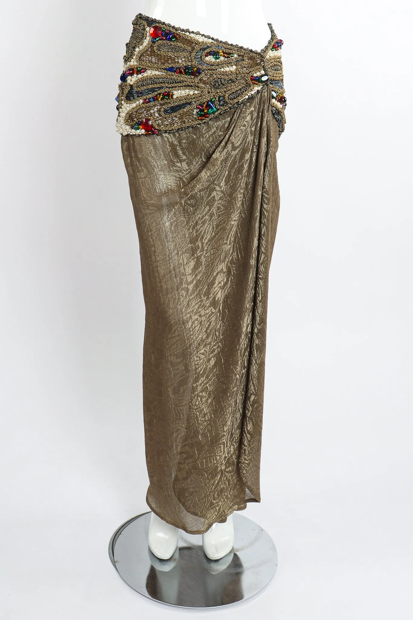 Jeweled Lamé Wrap Skirt Set