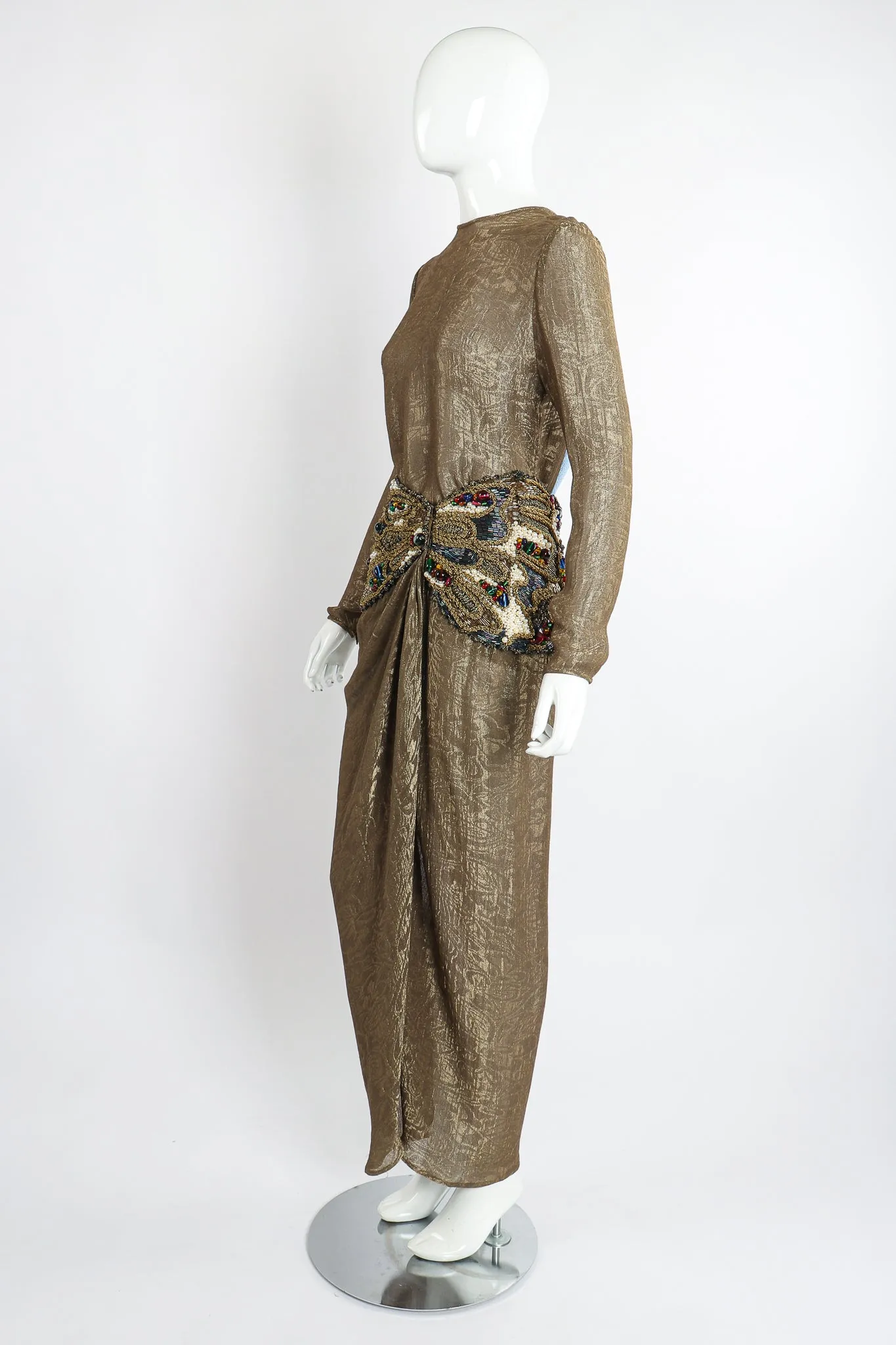 Jeweled Lamé Wrap Skirt Set