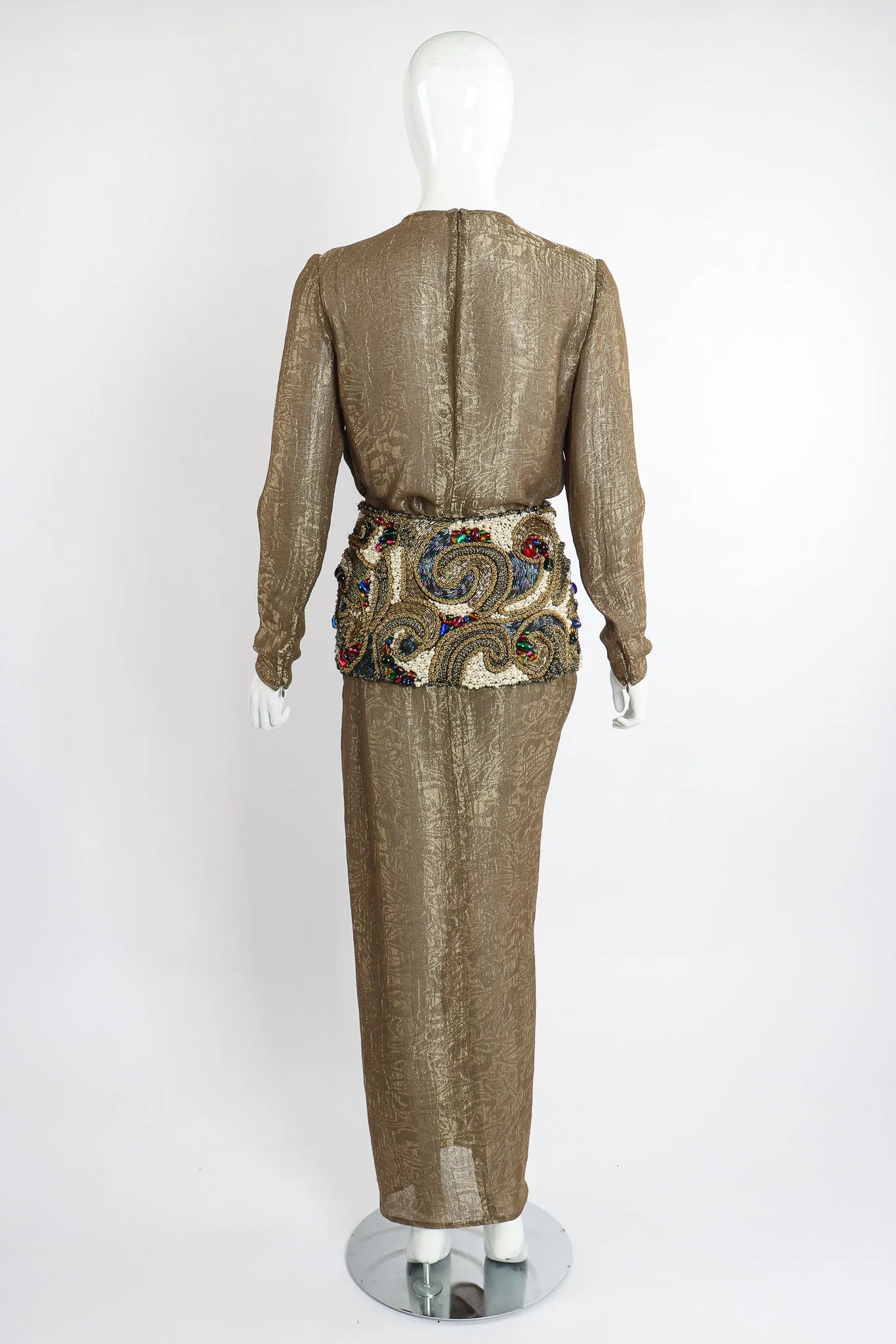 Jeweled Lamé Wrap Skirt Set