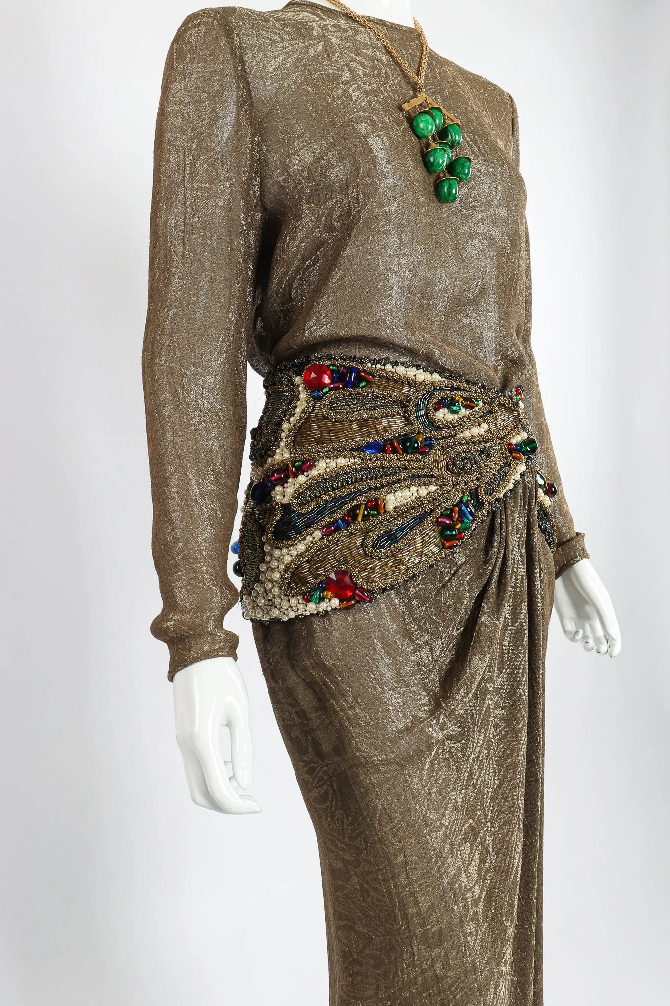 Jeweled Lamé Wrap Skirt Set