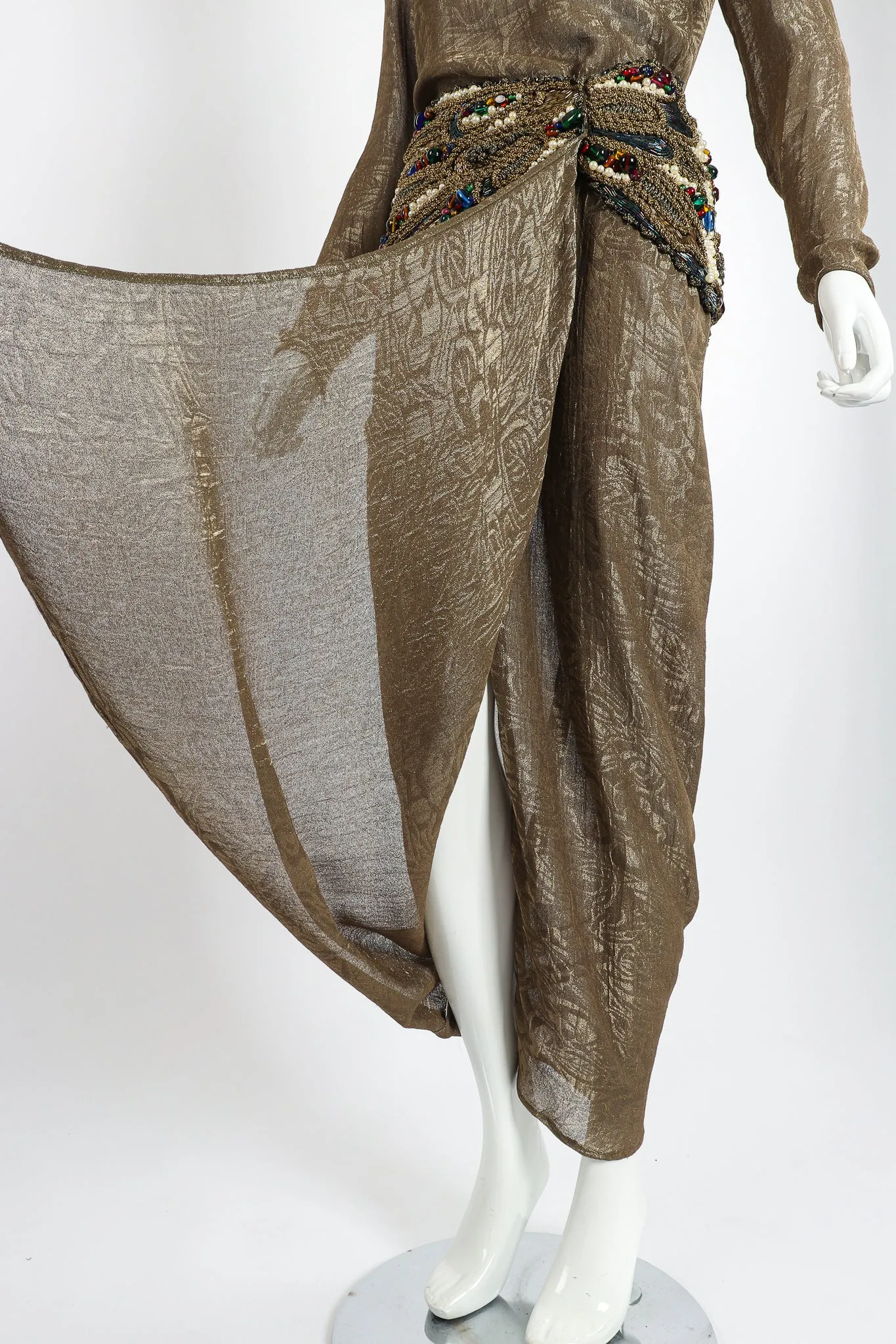 Jeweled Lamé Wrap Skirt Set