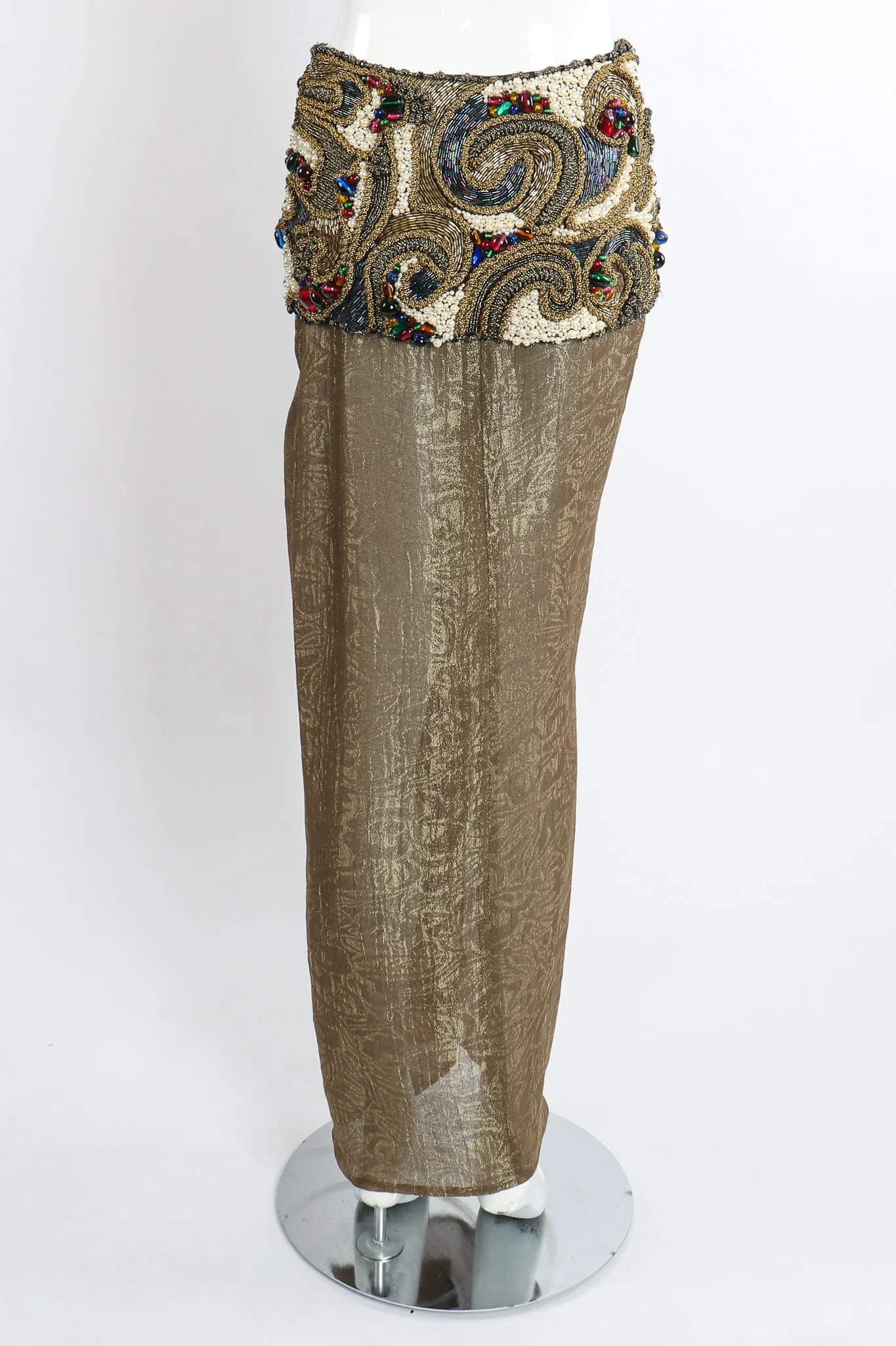 Jeweled Lamé Wrap Skirt Set