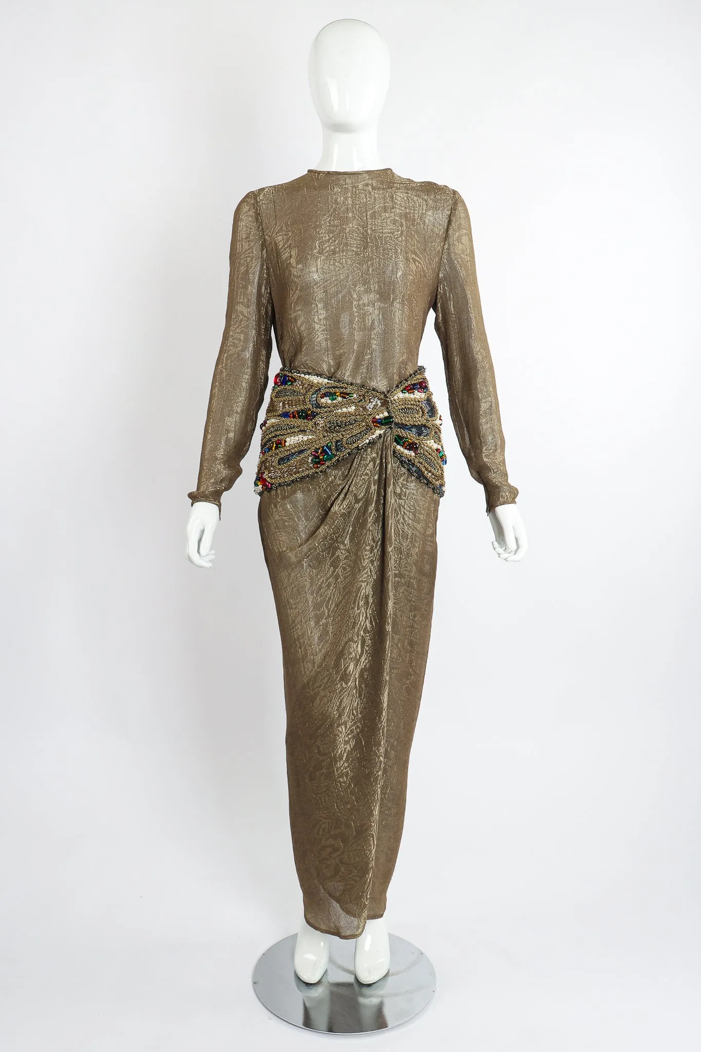 Jeweled Lamé Wrap Skirt Set