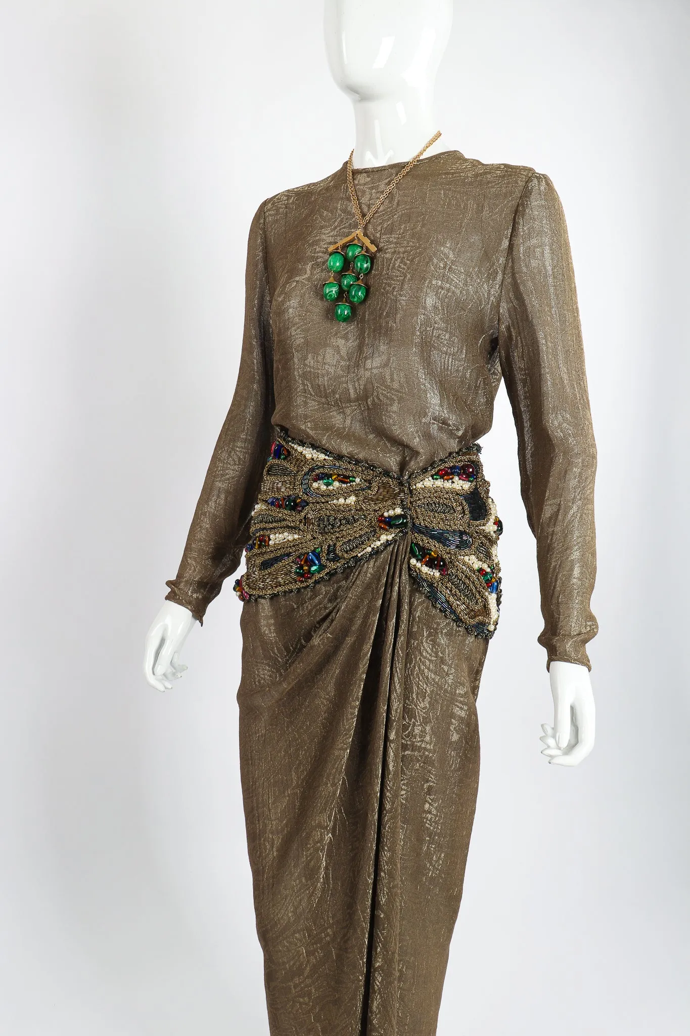 Jeweled Lamé Wrap Skirt Set