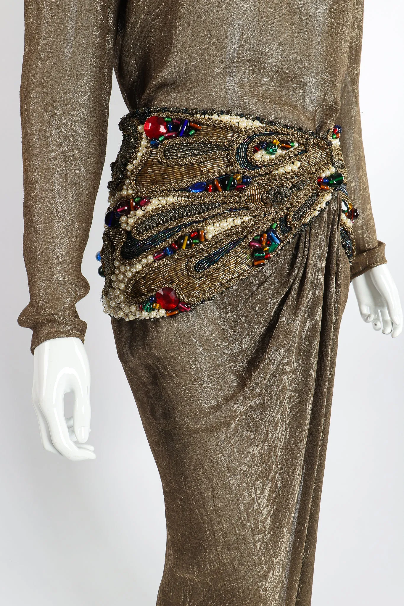 Jeweled Lamé Wrap Skirt Set