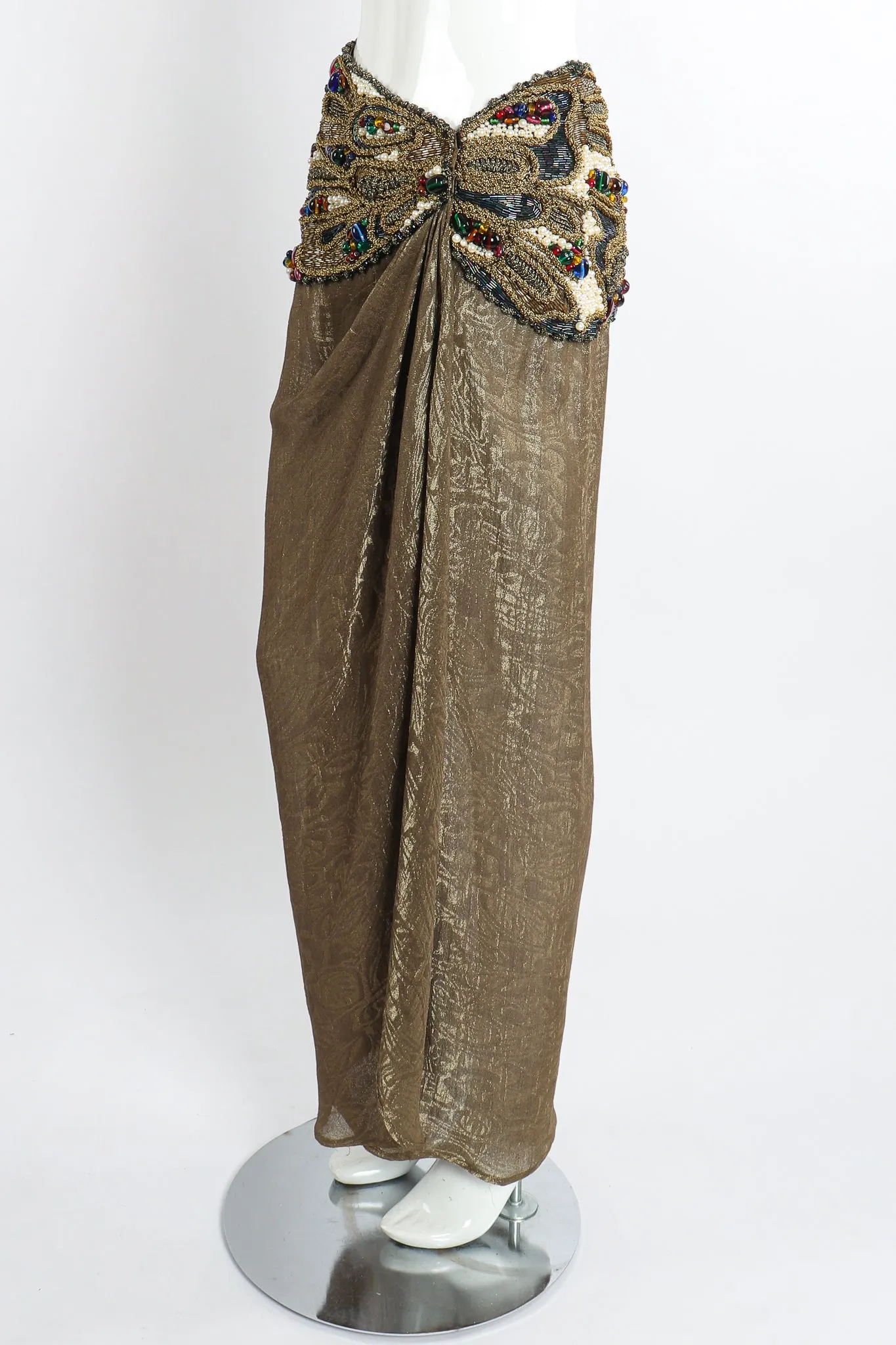 Jeweled Lamé Wrap Skirt Set