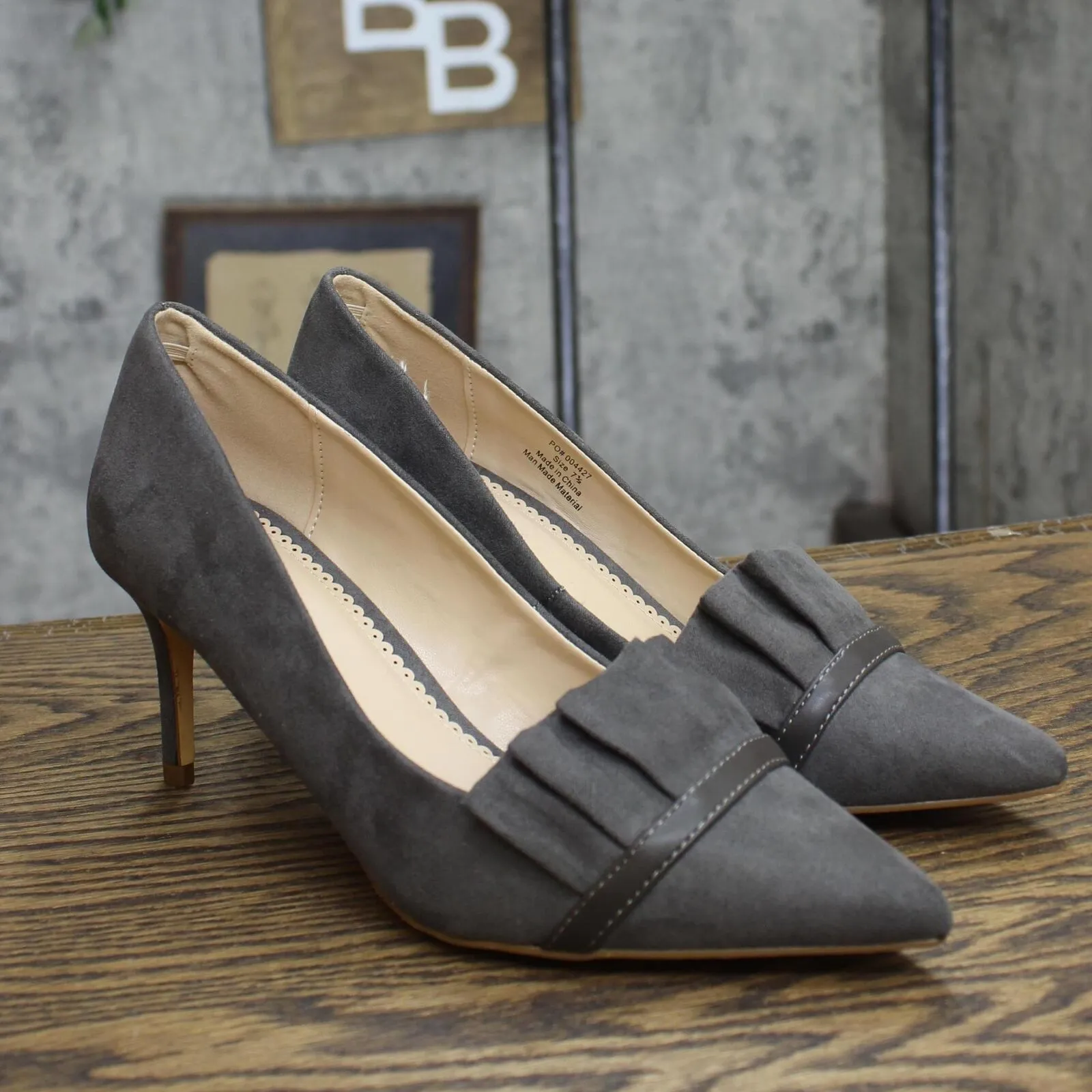Journee Collection Womens Suede Stiletto Ruffle Heels 167624784b6eb7 Gray 7.5M