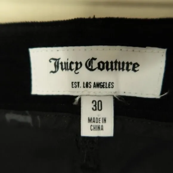 Juicy Couture Velvet Stiletto Jeans True Black High Rise Skinny Split Women's 30