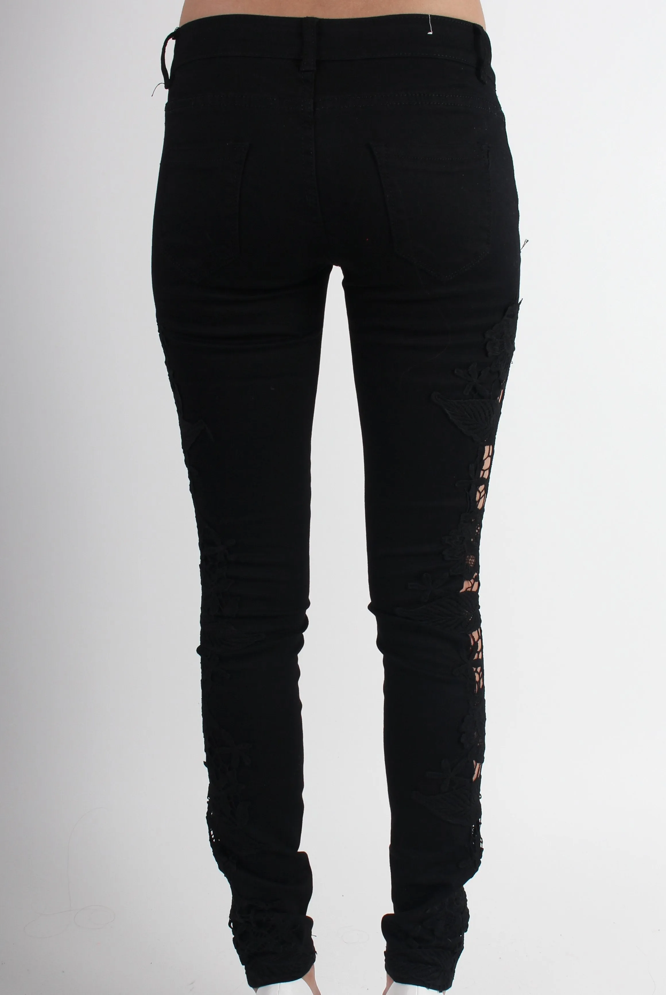 Kayleigh Black Side Lace Skinny Jeans