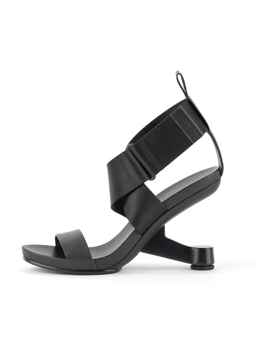 Kori Cross Strap Open Toe Heeled Sandal- Black
