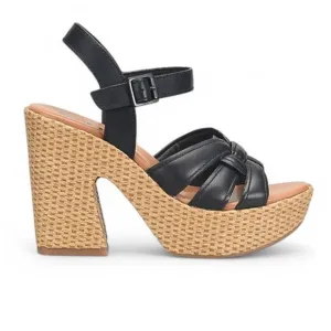 KORKS Dee Wedge Platform Sandal in Black Faux Leather Size 11 NEW
