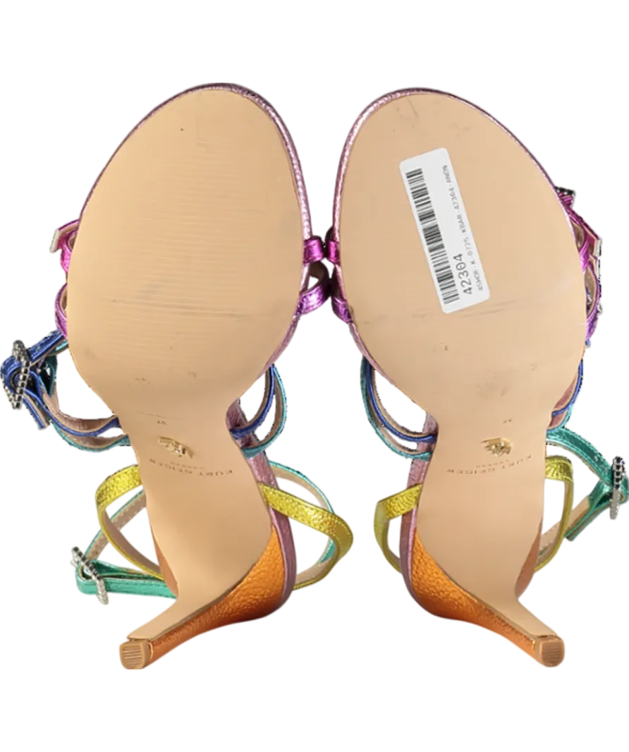 Kurt Geiger Multicoloured Pierra Rainbow Leather Heeled Sandals UK 4 EU 37 👠