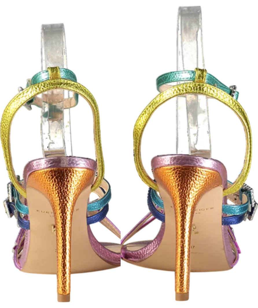 Kurt Geiger Multicoloured Pierra Rainbow Leather Heeled Sandals UK 4 EU 37 👠