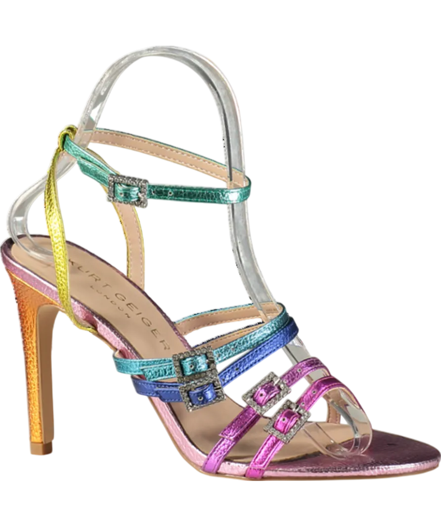 Kurt Geiger Multicoloured Pierra Rainbow Leather Heeled Sandals UK 4 EU 37 👠