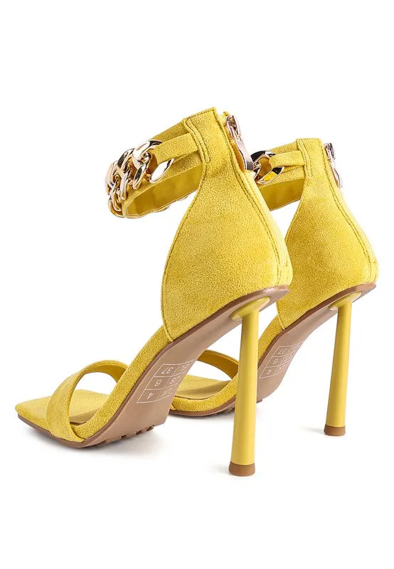 Last Sip 4" Heel Faux Suede with Chain Strap Sandals