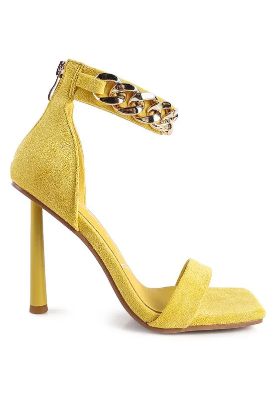 Last Sip 4" Heel Faux Suede with Chain Strap Sandals