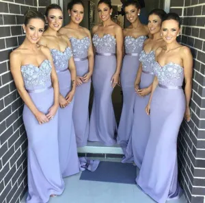 Lavender Long Sweetheart Bridesmaid Dresses for Wedding
