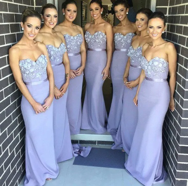Lavender Long Sweetheart Bridesmaid Dresses for Wedding