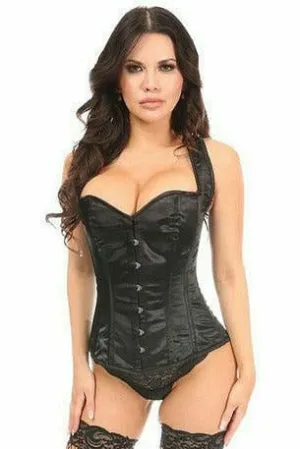 Lavish Black Satin Full Back Sweetheart Corset