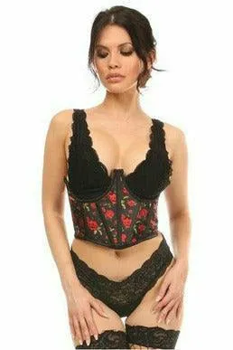 Lavish Red Roses Satin Open Cup Waist Cincher