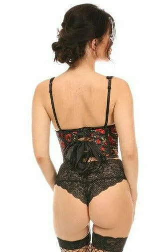 Lavish Red Roses Satin Open Cup Waist Cincher