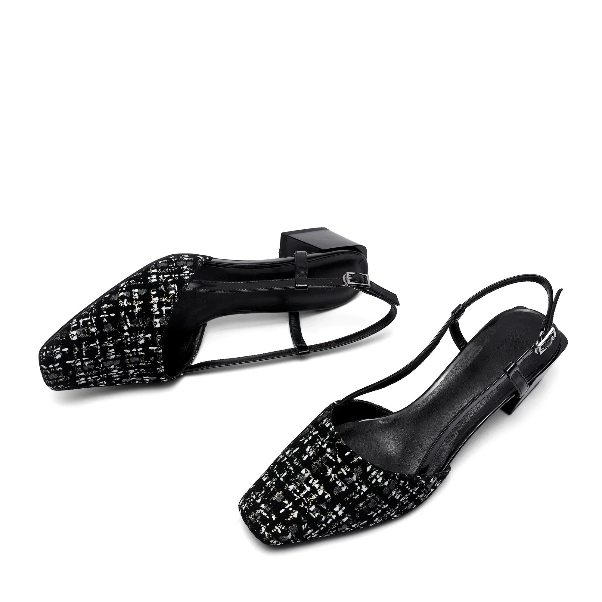 Leopard Horsehair Sandals Women Small Fragrance Summer Slingback Sandals Women Med Chunky Heels Office Shoes Black 2020