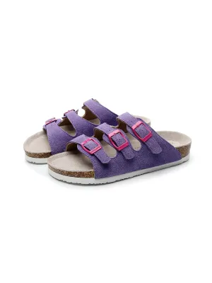 Lilac Triple-Buckle Suede Upper Sandal