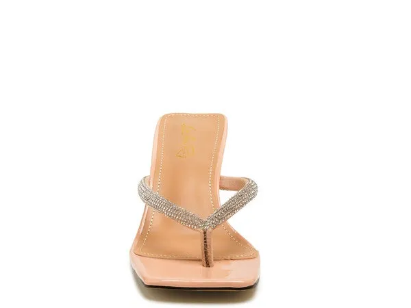 LITCHI Crystal Lined Thong Block 3" Heeled Sandals