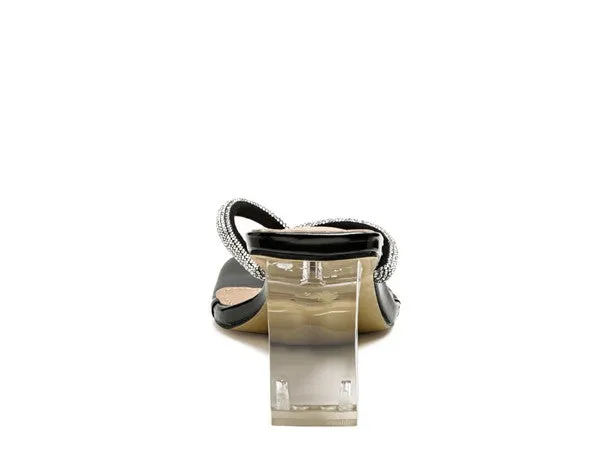 LITCHI Crystal Lined Thong Block 3" Heeled Sandals