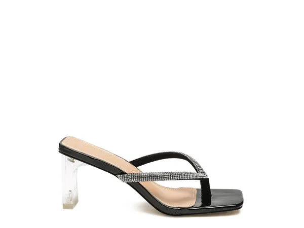 LITCHI Crystal Lined Thong Block 3" Heeled Sandals