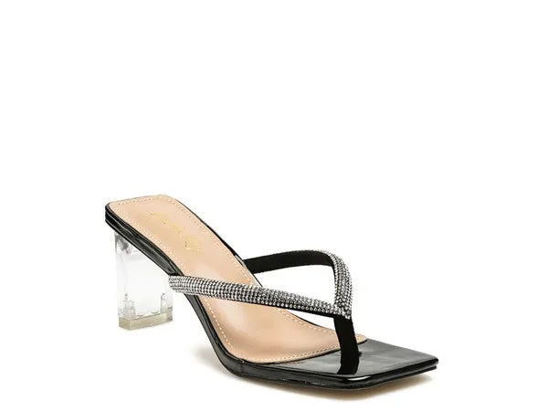 LITCHI Crystal Lined Thong Block 3" Heeled Sandals