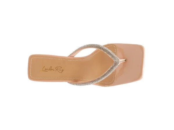 LITCHI Crystal Lined Thong Block 3" Heeled Sandals