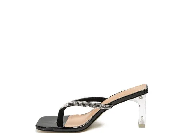 LITCHI Crystal Lined Thong Block 3" Heeled Sandals