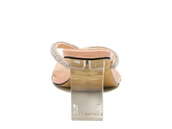 LITCHI Crystal Lined Thong Block 3" Heeled Sandals