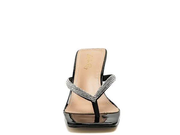 LITCHI Crystal Lined Thong Block 3" Heeled Sandals
