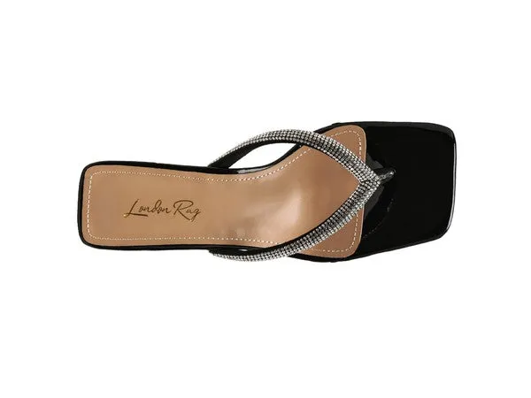 LITCHI Crystal Lined Thong Block 3" Heeled Sandals