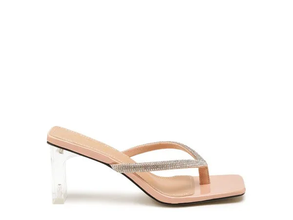 LITCHI Crystal Lined Thong Block 3" Heeled Sandals