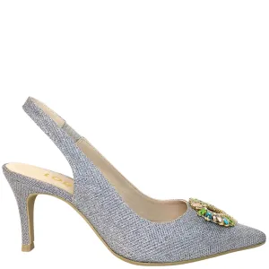 Lodi Eloni Sling Back Stiletto Shoes - Silver