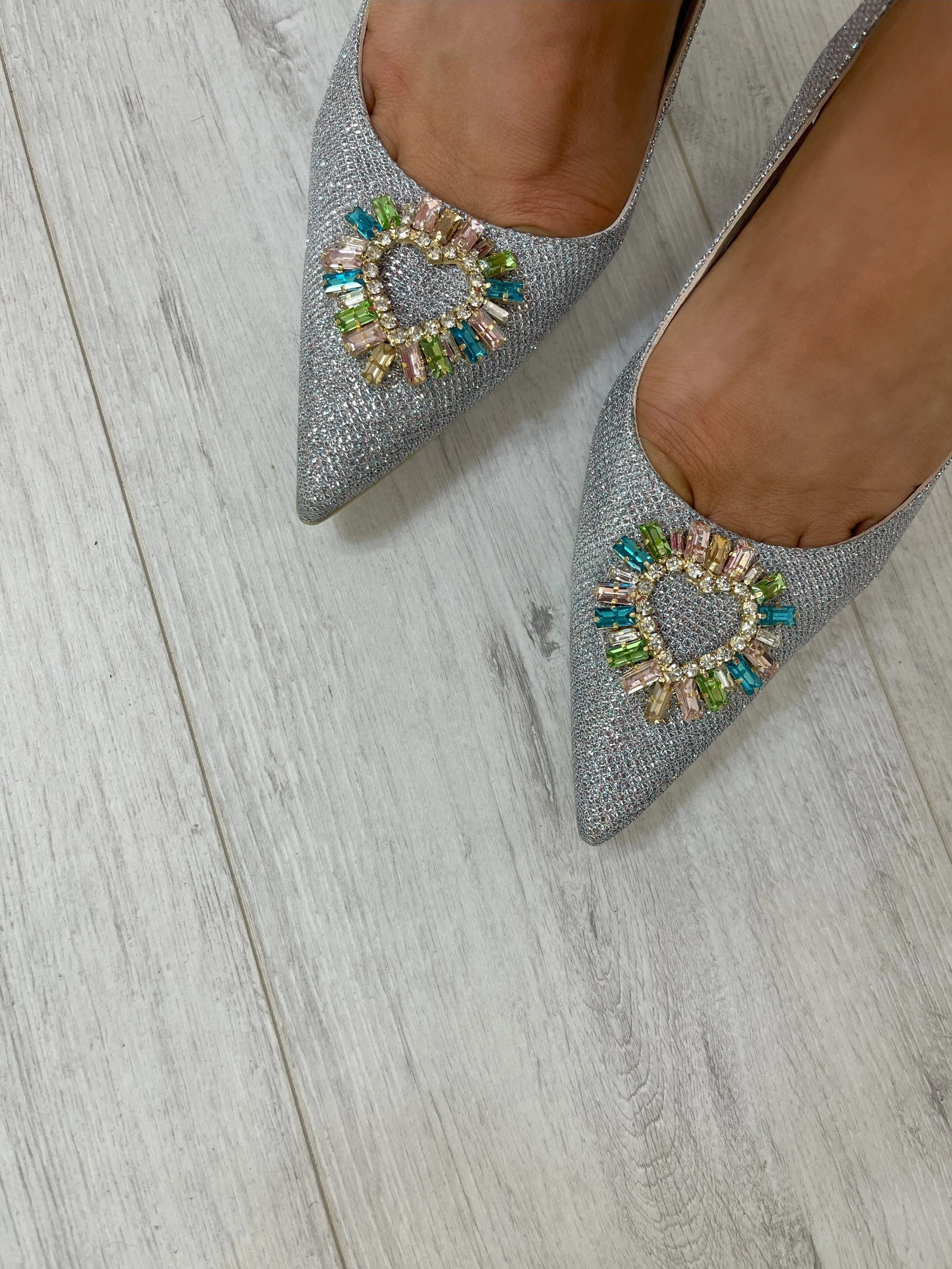 Lodi Eloni Sling Back Stiletto Shoes - Silver