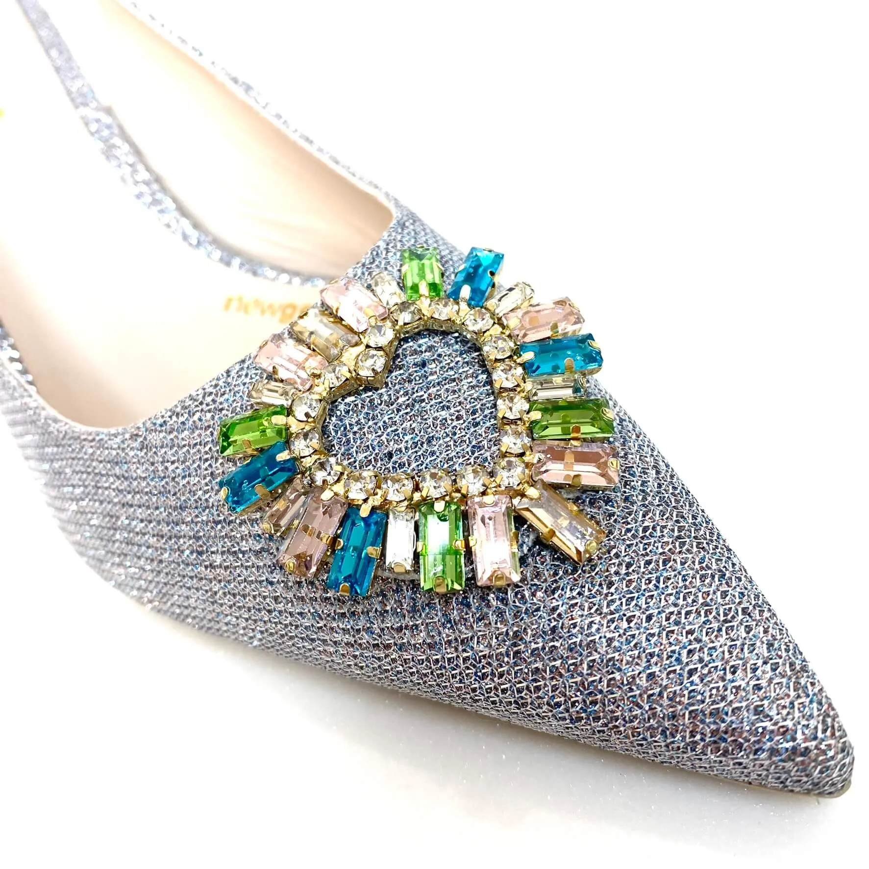 Lodi Eloni Sling Back Stiletto Shoes - Silver