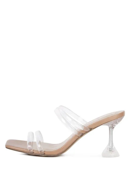 London Rag Nightfall 2.9" Clear Spool Heeled Sandal