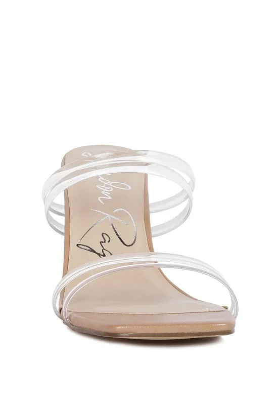 London Rag Nightfall 2.9" Clear Spool Heeled Sandal