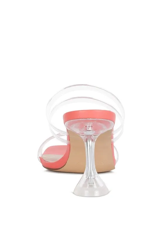 London Rag Nightfall 2.9" Clear Spool Heeled Sandal