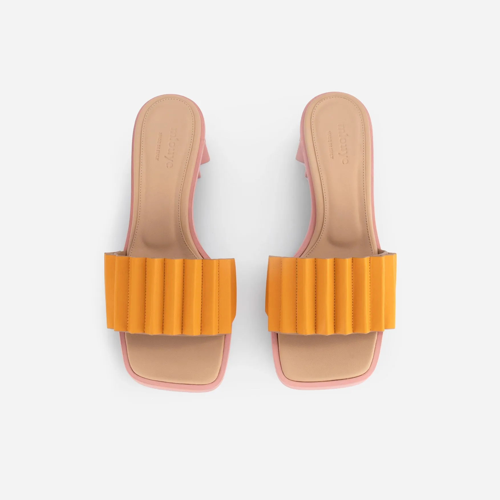 Louise Heeled Slide - Apricot