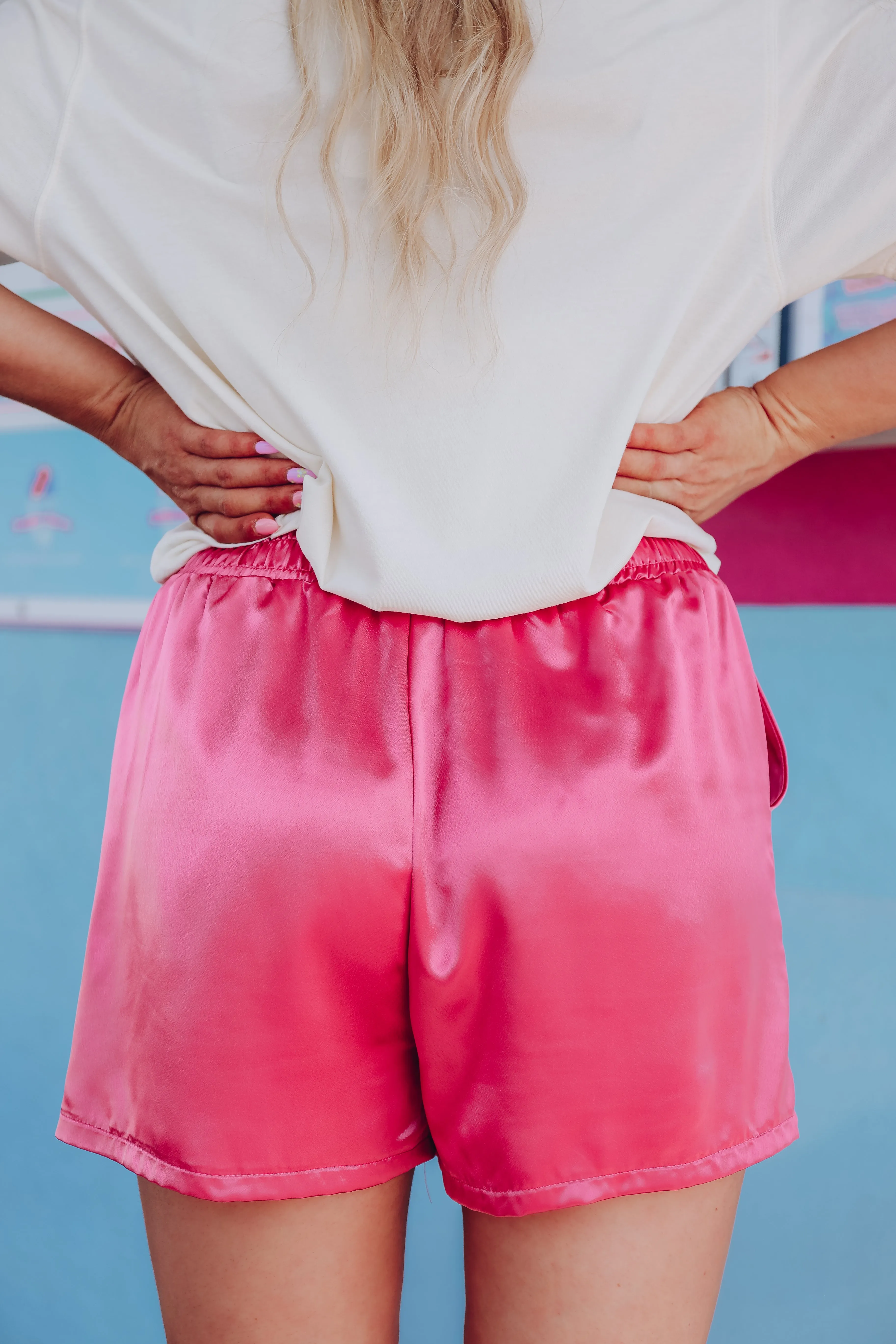 Lux Satin Pocketed Shorts - Rose Pink