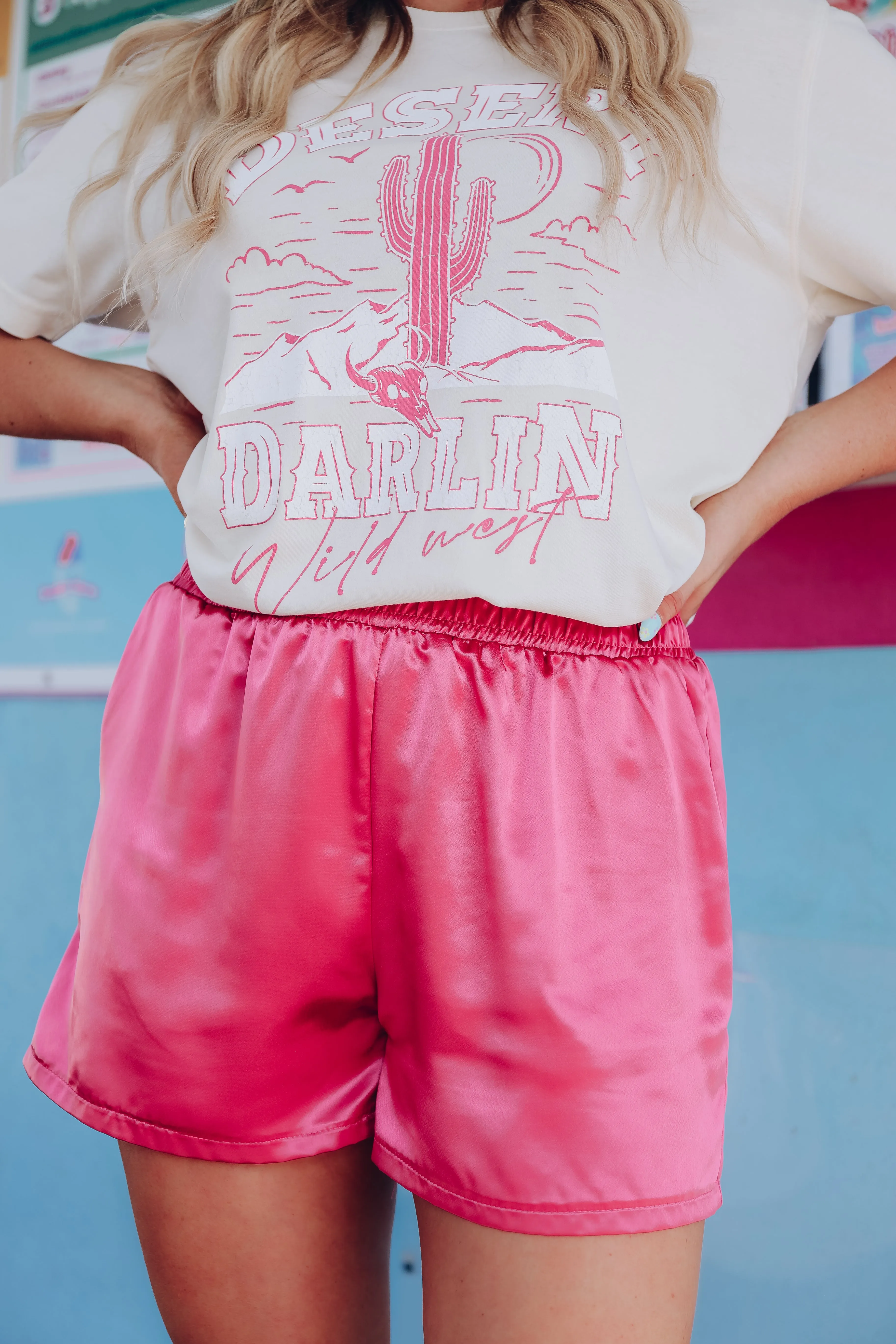 Lux Satin Pocketed Shorts - Rose Pink